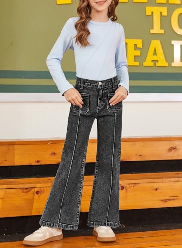 blibean Tween Girls Wide Leg Jeans Zimbaplatinum Demin Pants Size 6-15 Years4