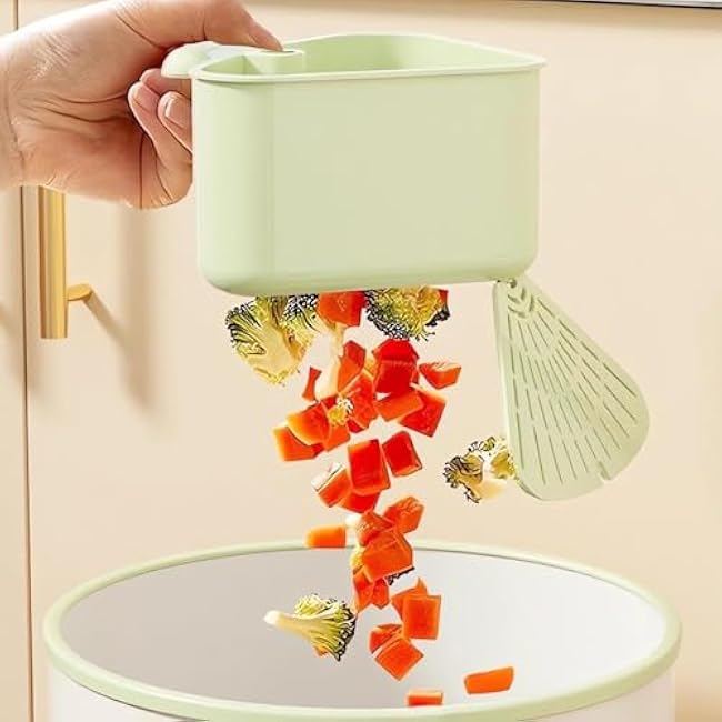 Suction Cup Sink Corner Rack, Plastic Sink Storage Rack Holder, Triangular Sinks Basket Shelf with Suction Cup Sucker, Corner Hanging, Rust Resistant, for Kitchen Bathroom Dishware (Green+Yellow)