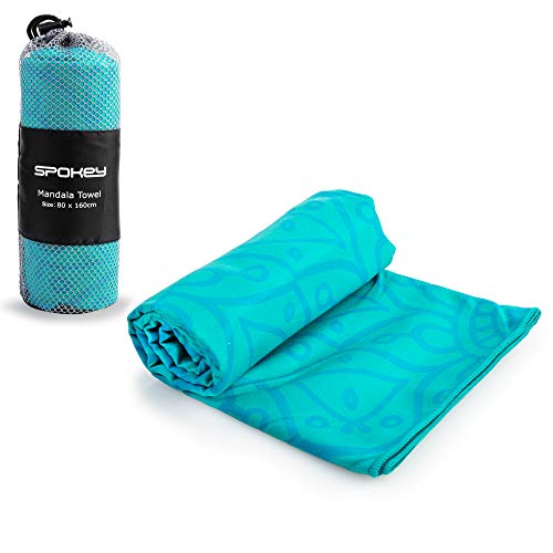 Serviette à séchage rapide Spokey Mandala bleue 80x160cm en microfibre