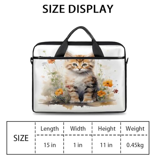 Bolso para portátil con diseño de gato y flores 15 pulgadas miniatura 2