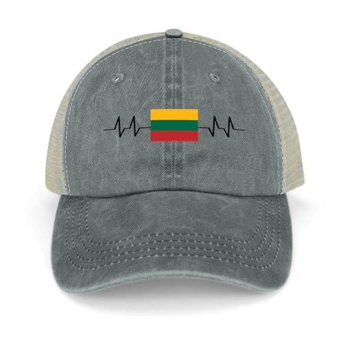 Yelolyio Drapeau de la Lituanie Casquettes de baseball battement de cœur Casquettes de baseball Lituanie Casquettes de coton Chapeau de soleil Casquettes patriotiques pour hommes et femmes Casquettes