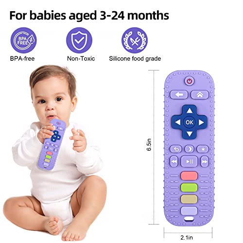 Chuya Silicone Baby Teething Toy Remote Control Shape Chew Toy For Babies 0-6 Months 3-24 Months, Teether Relief Baby Toys For Infants Tv Bpa Free(Purple) #TOP1