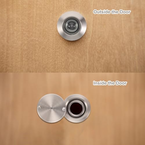 POPETPOP Mirilla de seguridad para puerta frontal Kit anti-palanca lente gran angular metálica para seguridad en casa y oficina miniatura 6