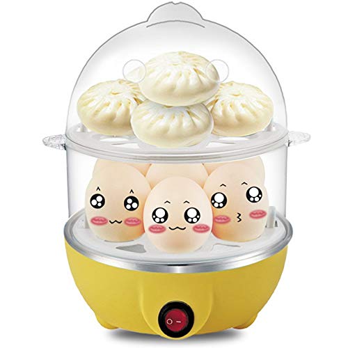 S.N Egg Boiler and Poacher，Multi-functional Soft Medium Hard Boiled Egg Cooker Steamer with Auto Shut Off Feature and 2 Tiered 14 Eggs Capacity