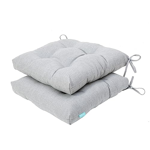 Image of QILLOWAY Indoor /Outdoor Square Seat Patio Cushion -Pack of 2, Gray,White