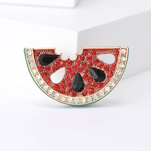Image of Enamel Fruit Brooch for Women Rhinestones Fruit Lapel Pin Elegant Fruit Brooches Jewelry Gift, Perfect for Dresses Hat Bag