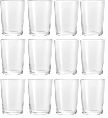 pcmoviles Pack de 12 Vasos para Sidra | Vaso Bodega de 500 ml | Cristal Resistente y Transparente | Ideal para Sidra, Vino y Bebidas Refrescantes 12 V