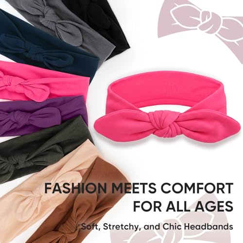 Image of DRESHOW 8 Pack Headbands for Women Yoga Knotted Headbands Elastic Criss Cross Hair Accessories Sports Head Wrap Non Slip