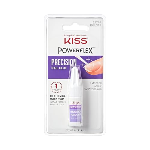 KISS Powerflex Precision Nail Glue, Instant Drying Nail Adhesive Bonds In Seconds, Ultra Hold Flex