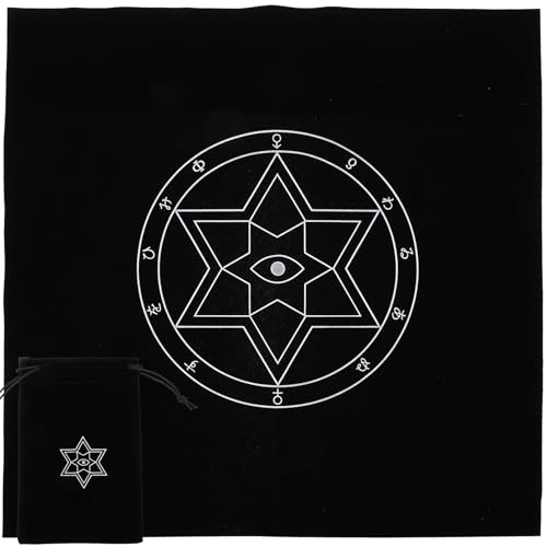 ARTSEWPLY Mantel de Tela de Terciopelo Negro 50x50 Cm para Adivinación Bolsa Cordón para Cartas de Tarot, Juego de 2 Piezas para Altar y Mesa de Lectura Espiritual