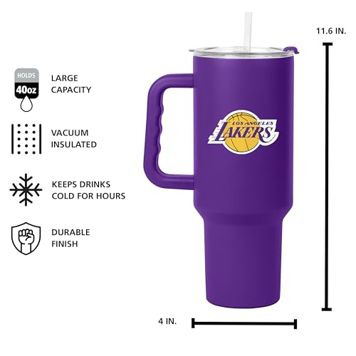 FANMATS NBA Los Angeles Lakers 40 oz Stainless Steel Handled Tumbler – Durable Powder Coat Finish - Fits Most Cup Holders, Officially Licensed NBA Cup - Comes With Straw by FANMATS - Used condition - Image 4
