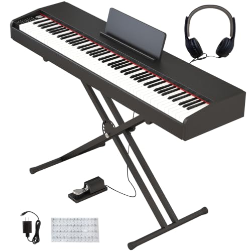 Melentro Digital Piano 88 key Semi-Weighted Keyboard For Beginner | With X Stand & Sustain Pedal...