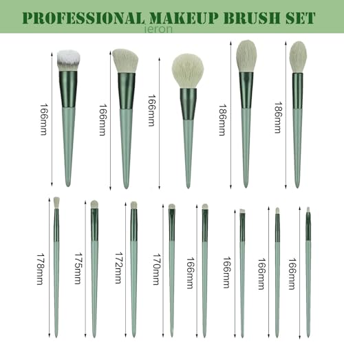 ieron Makeup Brushes 13Pcs Foundation Brushes Professional Cosmetic Brushes Set Premium Synthetic Brushes with Plush Bag for Foundation Face Powder Blush Eye Shadow Lip Gloss - Image 2