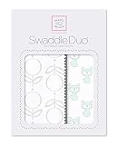 SwaddleDesigns SwaddleDuo, Set of 2 Swaddling Blankets, Cotton Marquisette + Premium Cotton Flannel,