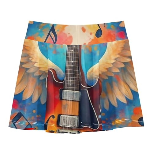 Joisal Tennis Skirts for Kids Electric Guitar Wings Notes Athletic Shorts for Girls Skorts Casual Little Girl 4t2