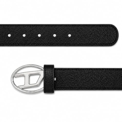 Image of Unisex Black Leatherette Belt with Silver Oval Buckle