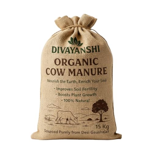 Image of DIVAYANSHI Organic Cow Manure - Enriched Desi Cow Dung Compost | Nourishes Plants Naturally for Healthy Growth & Blooming Gardens (15kg)