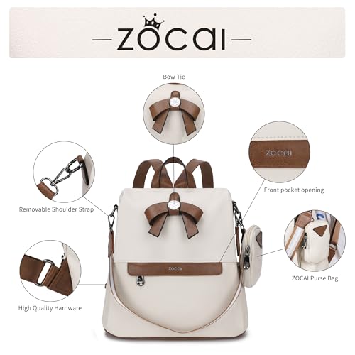 Image of ZOCAI Backpack Purse for Women Fashion Backpack Purses PU Leather Daypacks Anti-Theft Shoulder Bag Satchel Purse