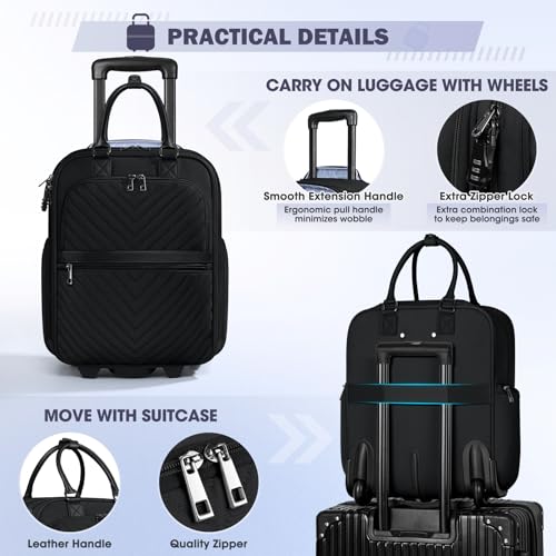 RAINSMORE Underseat Carry On Luggage,16-inch Carry On Luggage for Airplanes Lightweight Suitcase with Wheels and Lock Softside Underseater for Travel Business Rolling Carryon Bag f image 8