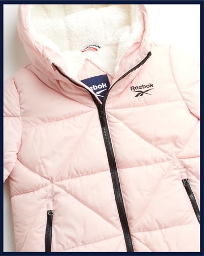 Image of Reebok Girls Heavyweight Quilted Cropped Puffer Parka with Sherpa Lining