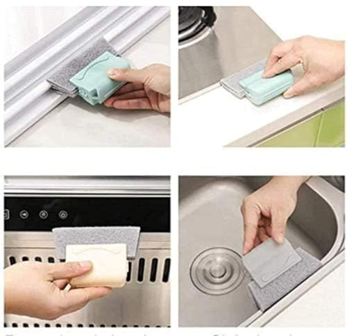 Image of 2 in 1 Multi Purpose Window Groove Cleaning Brush Sliding Door Track and Window Net Cleaner with Built in Dust Collector Double Sided Handheld Tool for Deep Cleaning Kitchen and Bathroom