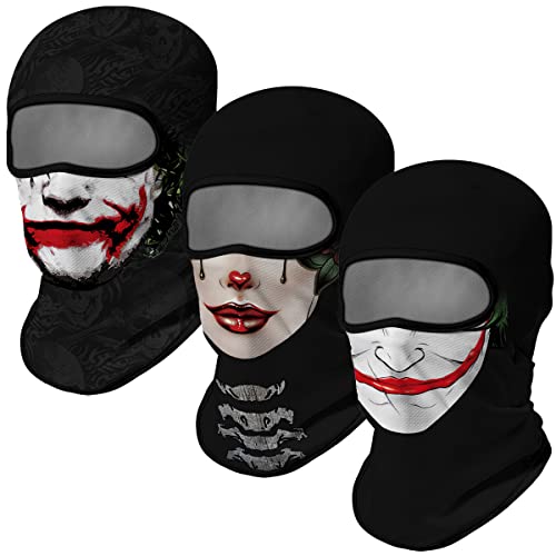Image of Red Plume 3PCS Balaclava Full Face Mask Ski Mask UV Protection Cover Motorcycle Full Face Mask for Men Women Outdoor Sports