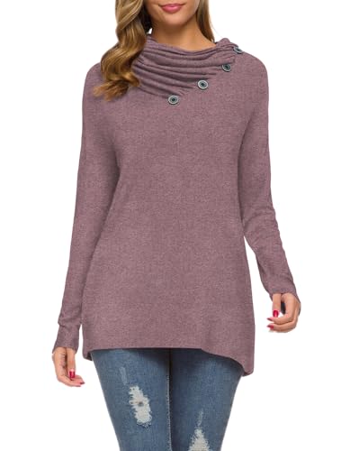 Image of WEACZZY Women's Long Sleeve Shirts Button Cowl Neck Casual Loose Tunic Tops Blouse Dressy Fashion 2026