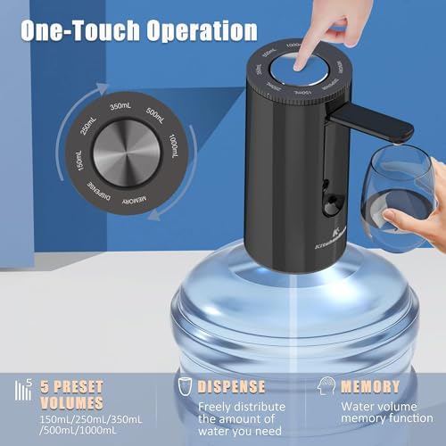 Foto von KitchenBoss Wasserflaschen Pumpe Flaschen Wasserspender: USB-Ladung Elektrischer Wasserspender 1-5 Gallonen Wasserspenderpumpe