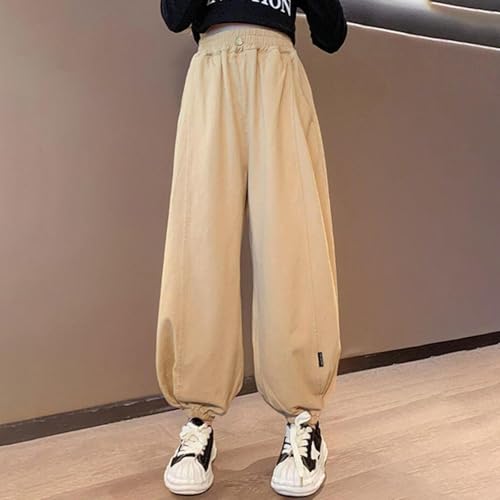 Beessbest Girls Jogger Ice Silk Pants Elastic Waist Solid Color Sweatpants Fall Boys Kids Sport Long Trousers with Pockets2
