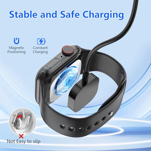 Image of 6in1 Multi Charging Cable for Apple Watch Charger, 10FT USB A /C Fast Charging Cord Cable Compatible with iWatch Ultra /SE /9 /8 /7 /6 /5 /4 /3 & iPhone 15 /14 /13 /12 /11 /Galaxy, Black Universal Travel Charger