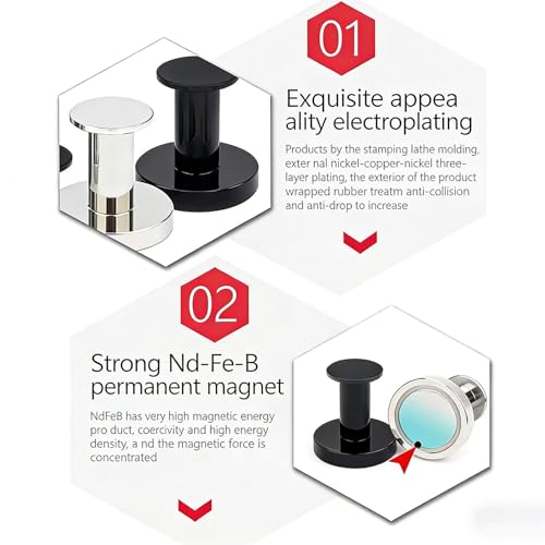 Imanes Magnéticos Fuertes, Pack de 4, 36x40mm Negro miniatura 3
