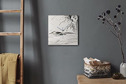 Horloge murale toile oiseau sans tic-tac pour salon apaisant - 3