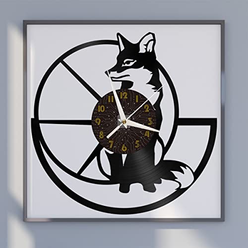 Horloge murale en vinyle Fox sans tic-tac pour salon
