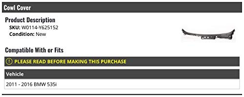 Marketplace Auto Parts Cowl Cover - Compatible with 2011-2016 BMW 535i