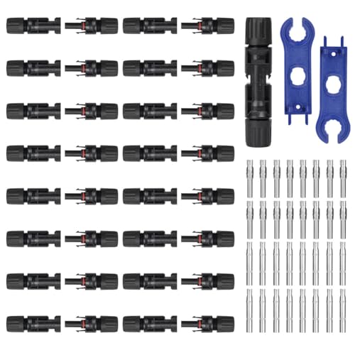 URAQT Solar Connector 16 Pair Male/Female Solar Plug IP67 Waterproof Photovoltaic Connector Long Time Outdoor Use Solar Plug Kit with 2 Wrenches for Solar Panel Systems Solar Panel Adaptor