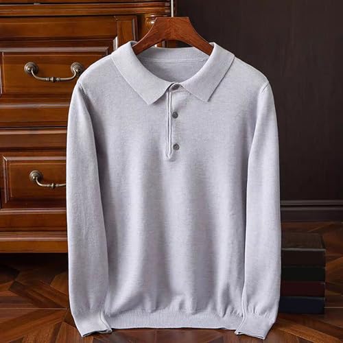 Men's Fashion Knit Polo Sweaters, Lightweight Casual Long Sleeve Knitwear Quarter Button Collar Lapel Sweater Tops2