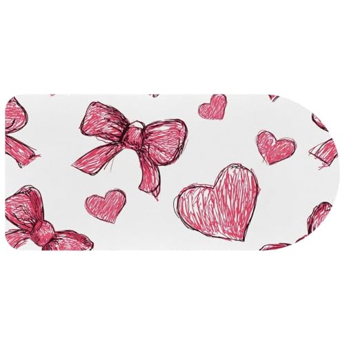 Grand tapis de souris cœurs et nœud 73x35cm avec base antidérapante