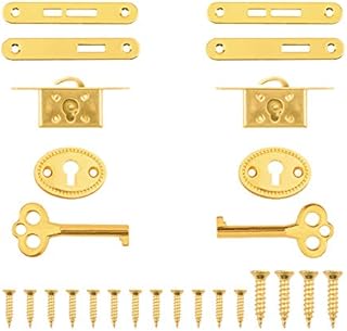 INCREWAY Antique Cabinet Locks, 2 Sets Exquisite Decorative Jewelry Box Lock with Keys Zinc Alloy Durable Small Locks for Furniture Cupboard(Gold)