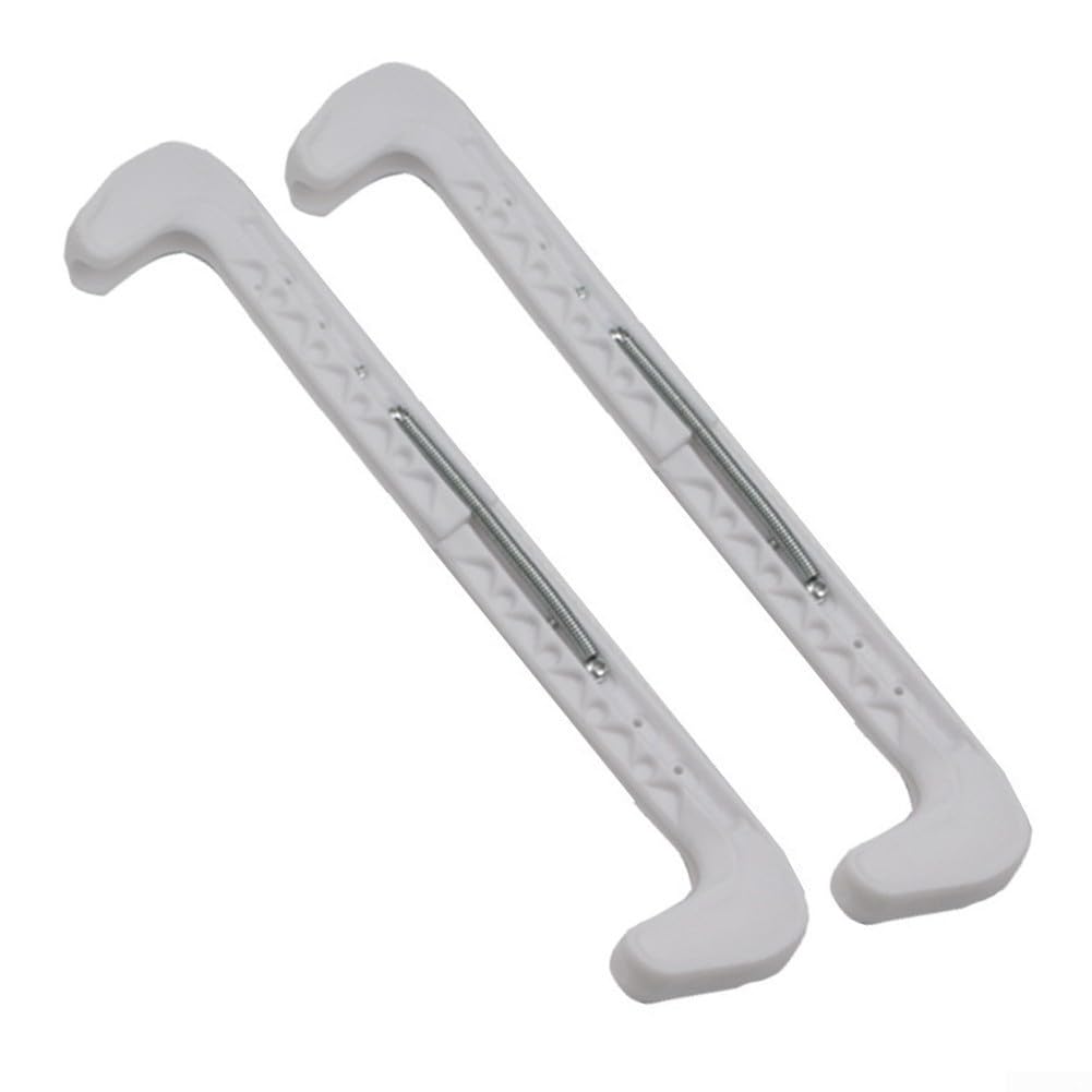 QuivyLivy Adjustable Ice Skate Guards, Plastic Protectors For Walking, Non Slip Skate Covers, Spring Loaded Hockey Guards, Figure Skating Shields, (White)