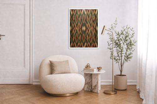 Affiche art mural mosaïque losanges 80x120 cm vert pour salon