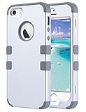 iPhone SE Case,iPhone 5S Case, ULAK Anti Slip iPhone 5 Case Dust Scratch Shock Resistance Protective Cover for Apple iPhone SE 5S 5 with Hybrid High Soft Silicone + Hard PC Case,Silver+Gray