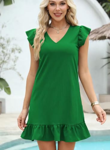 Image of JOCAFIYE Summer Dresses for Women 2026 Cute Cap Sleeve V-Neck Mini Dress
