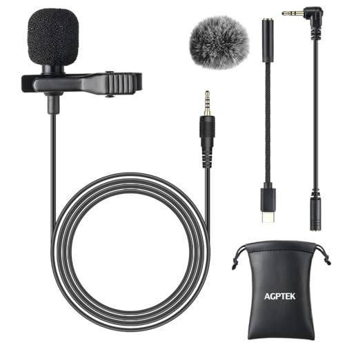 AGPTEK Lavalier Microphone, Clip-on Lapel Omnidirectional...