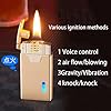 Kerosene lighter, multiple ignition methods, kerosene soft flame lighter metal portable lighter, transparent air chamber LED blue light, refillable, suitable for kitchen, barbecue candle, camping gift