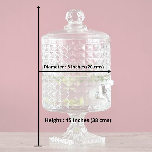 Image of 4.5 Litre Footed Glass Juice Dispenser with Tap | Elite Detox Jar | Mason Jar Beverage Dispenser for Water, Beer, Juice, Liquor | Pack of 1