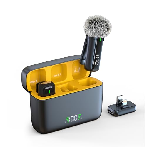 Microphone cravate sans fil pour iPhone et Android avec boîtier de charge