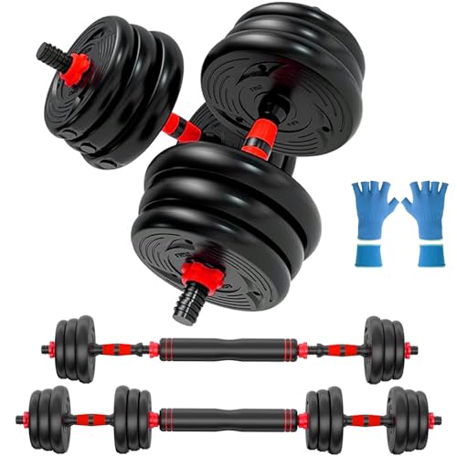 Verstellbar Gewichte Hanteln Set 15KG 20KG 30KG Indoor Workout Schwarze Hantelset Langhantel Perfekt für Bodybuilding Fitness Gewichtheben Training Heimfitnessgeräte