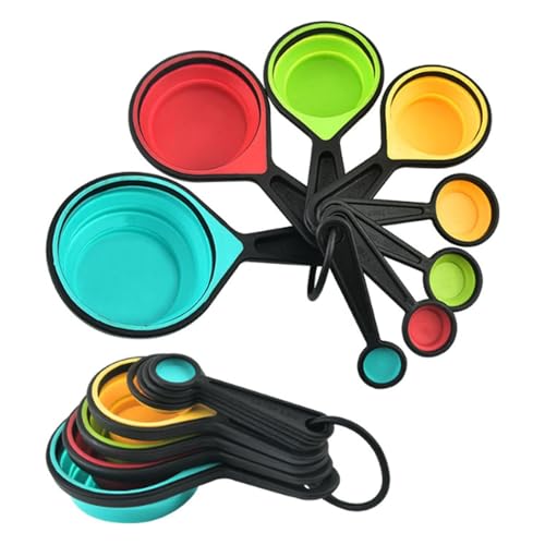 Collapsible Measuring Cups and Spoons Set, 8 Pieces, Silicone, Ad...