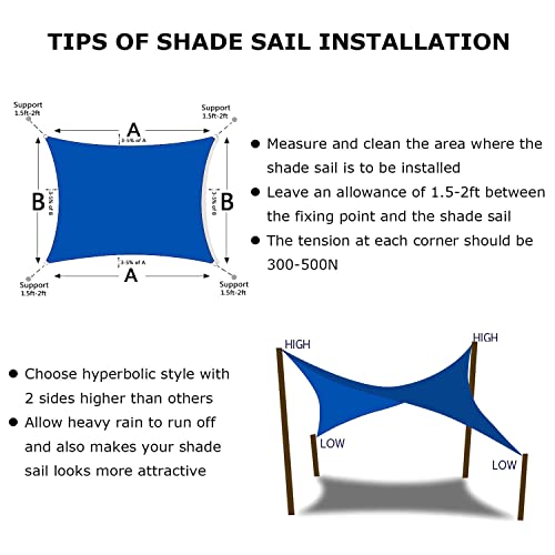 Image of KANAGAWA 12'x16' Sun Shade Sail Blue Curved Rectangle