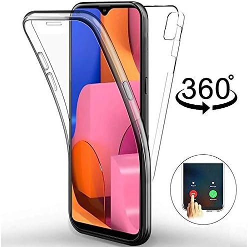 Compatible for Samsung Galaxy A20S Case, Transparent Slim Shockproof 360°Front and Back Full Body Silicone Soft TPU PC Gel Protection Cover for Samsung Galaxy A20S, Clear